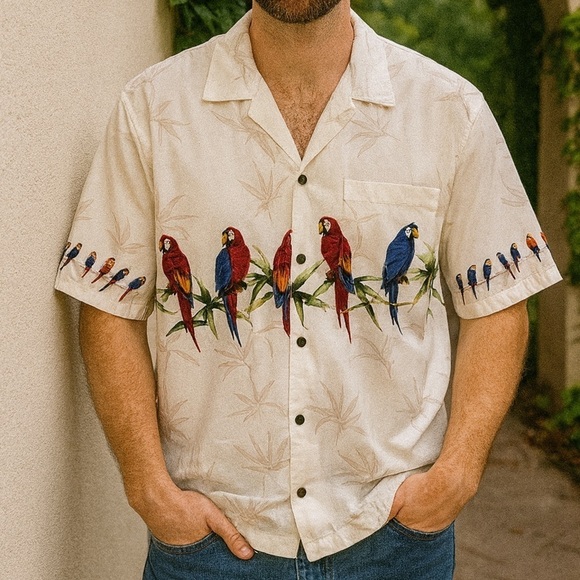 Vintage Other - Vintage Pacific Legend Parrot Cotton Short Sleeve Button Front Shirt Men 2XL